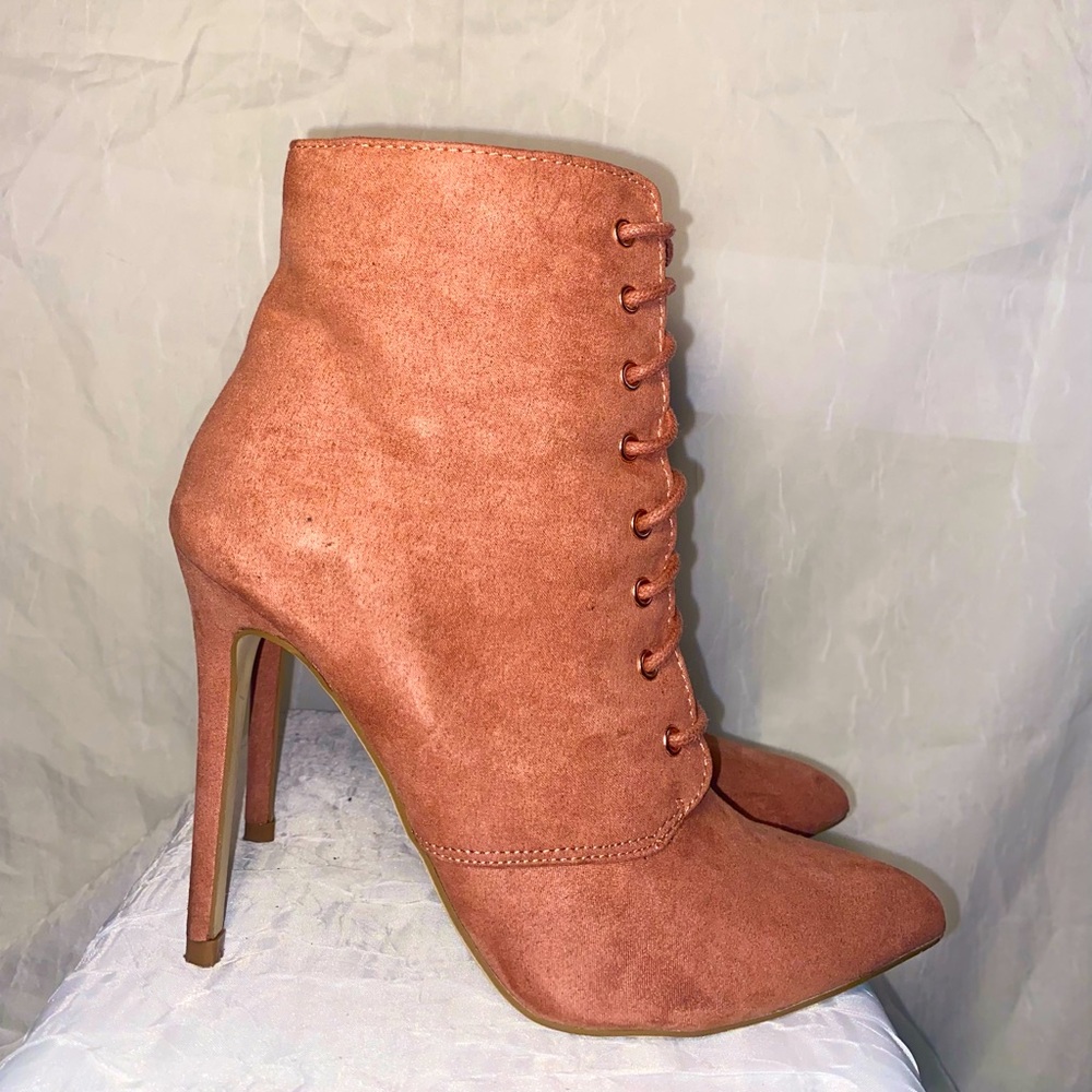 Dusty rose ankle length healed booties
